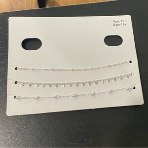 Silver tone anklets - set of 3